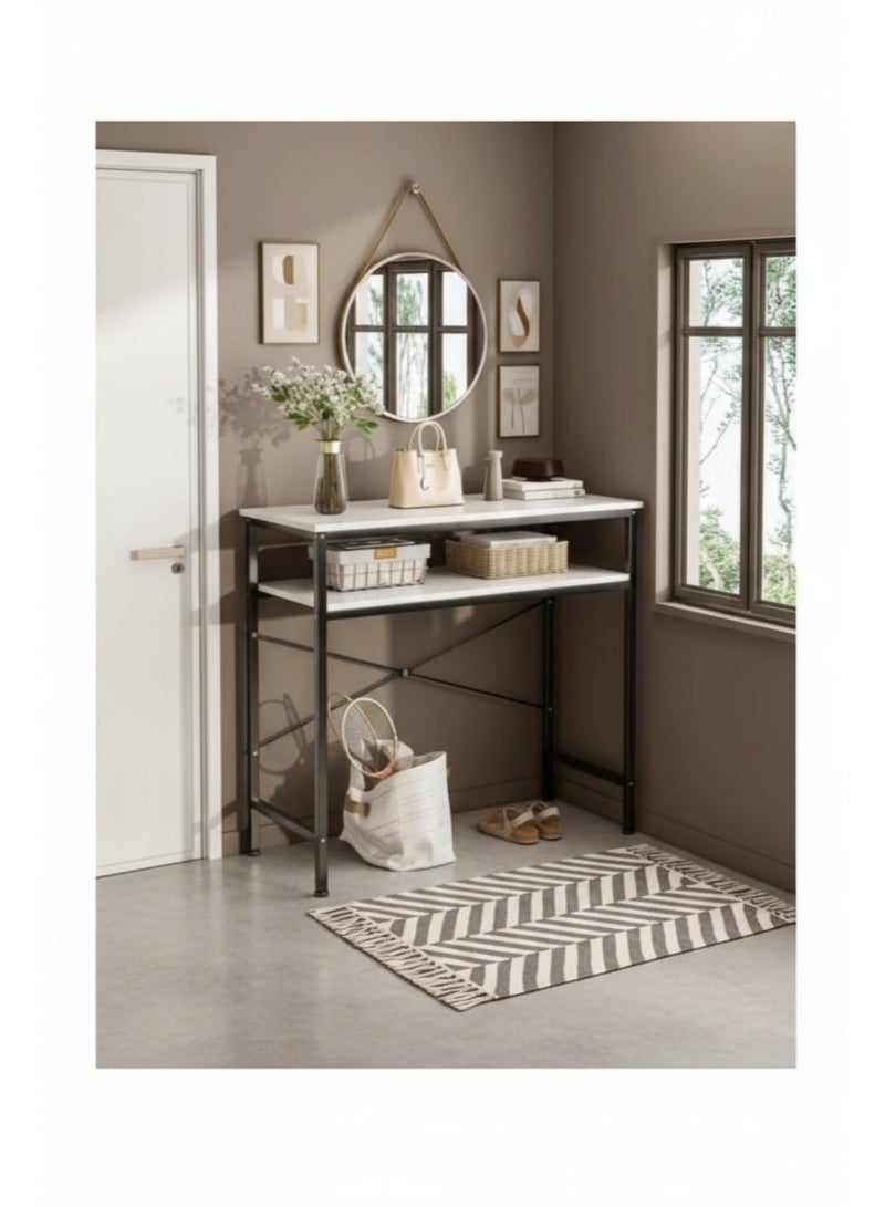 EXPERT Narrow console table, small two-tier entryway table, sofa table with two support bars, sofa table, slim side table, display table for living room. - Image 1